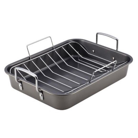 Farberware 12 x 16” Roaster Pan Non-Stick with Removable Chrome Plated U Rack - Picture 2 of 5